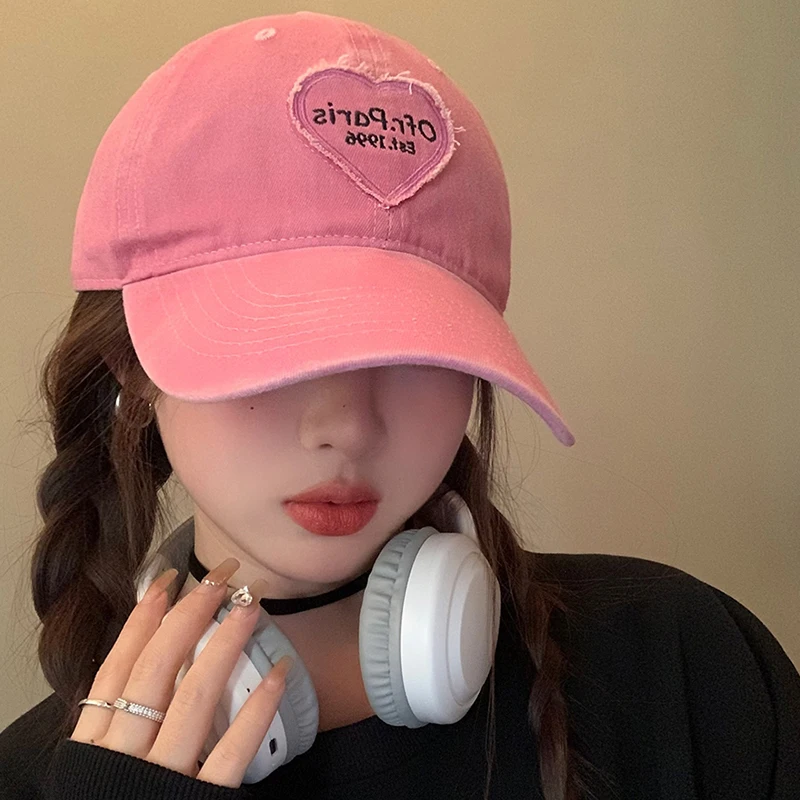 Embroidered Peaked Cap Sweet Cool Sun Hat Korean Style Versatile Curved Brim Trendy Baseball Cap Spring Autumn image 3
