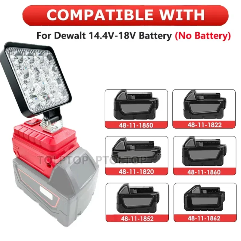 For Milwaukee LED Work Light For Milwaukee 18V Li-ion Battery Emergency Light Portable Handheld Flashlight Flood Lights Lighting