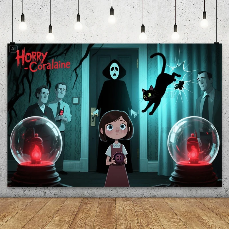 

Disney Coraline Button Door Backdrop - Coraline Mother Banner Vinyl Party Decor Happy Birthday Photography Background Custom