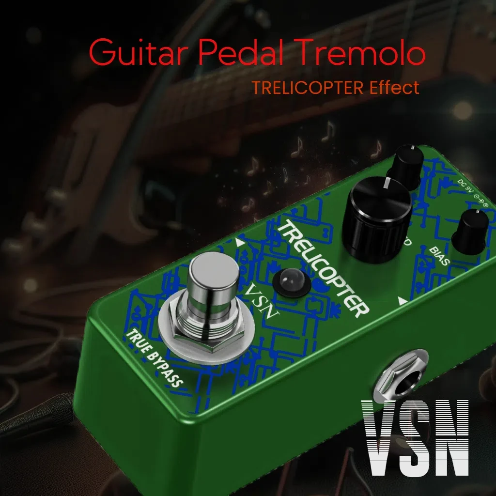 VSN Guitar Tremolo Effect Pedal Classic Trelicopter Effects Pedals for Electric Guitar Effector PedalBoard  True Bypass Green