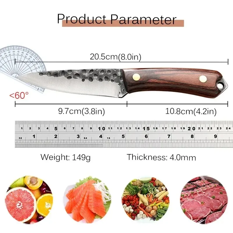 Meat Cleaver Boning Knife Forging Stainless Steel Wooden Handle Kitchen Knife Utility Fish Boning Knife Cooking Tools