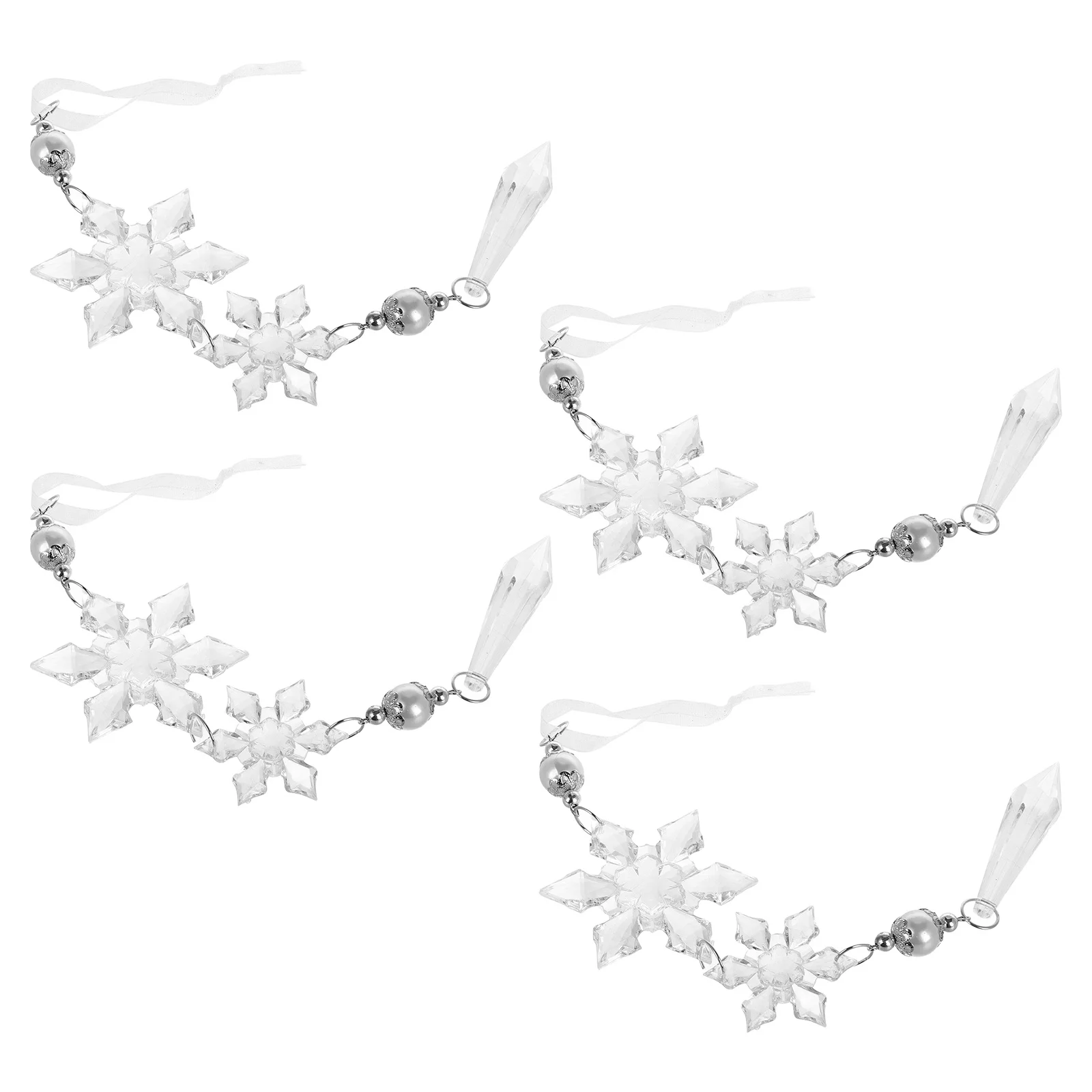 

4Pcs Crystal Snowflake Decor Sparkling Acrylic Snowflake Pendants for Christmas Tree Winter Holiday Home Mall Office Use