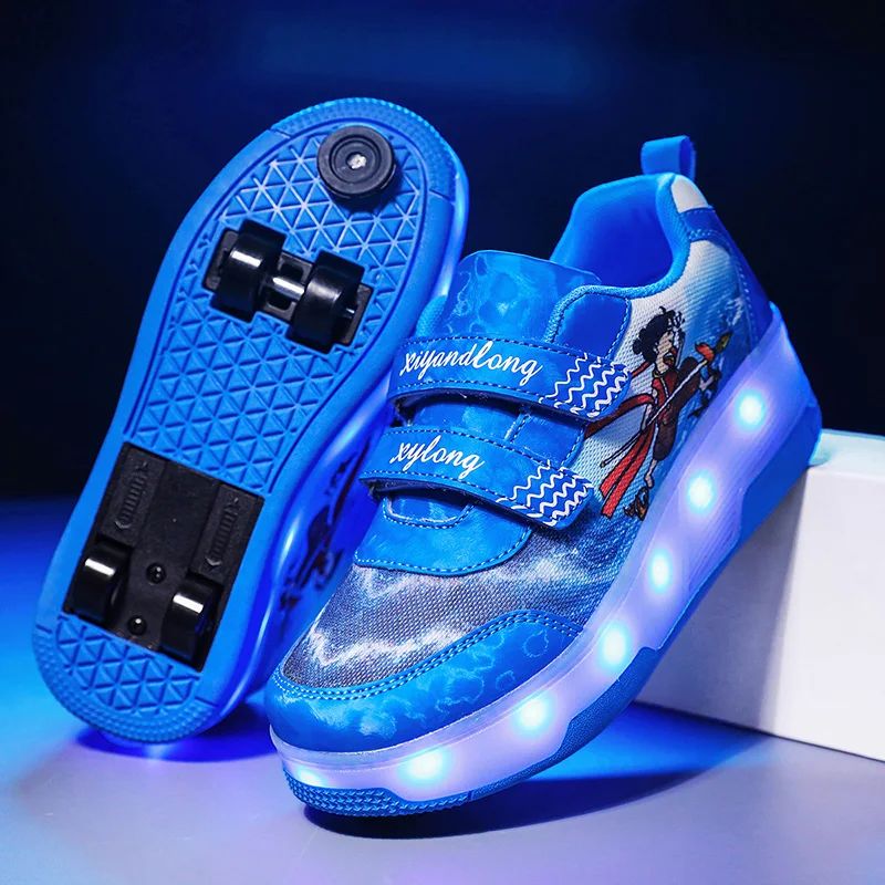 

Boys' & Girls' Student Roller Sneakers: Lightweight Wheeled Sneakers, Teens' Roller Skates for Commuting