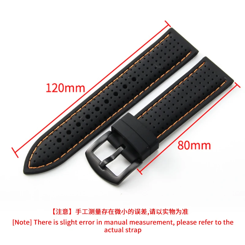 Universal Soft Silicone Rubber Folding Bucket Men's Waterproof Sweet-Proof Breathable 20 22 24mm Sports Quality Watchband