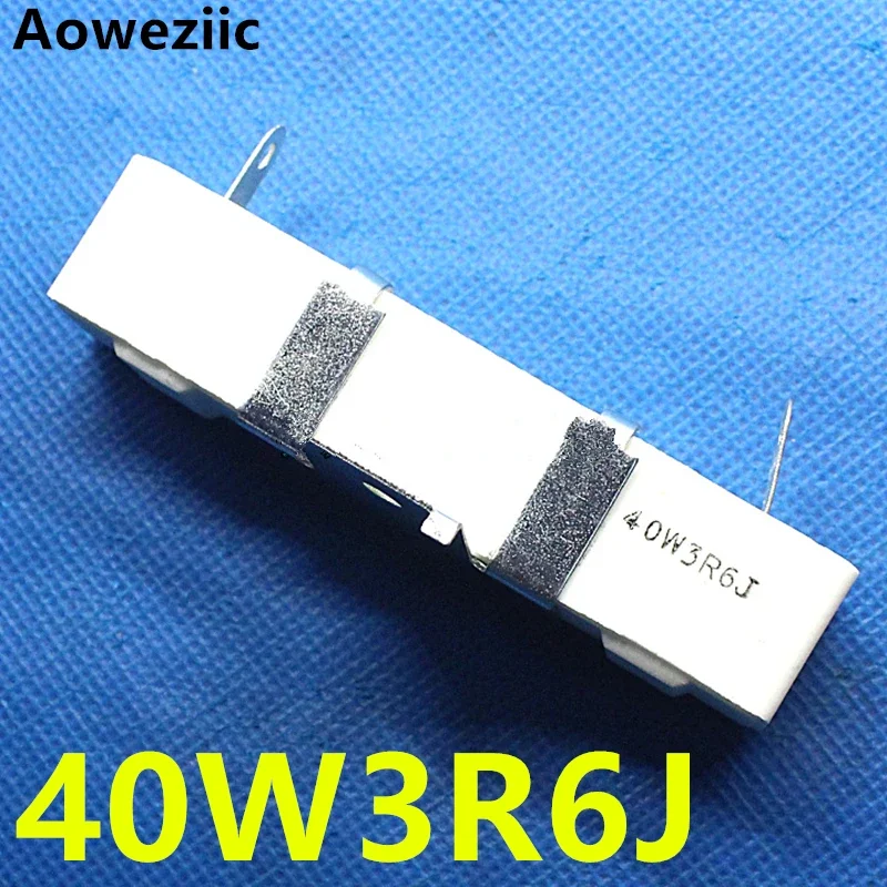 (5pcs/lot) 40W 3.6 ohm +/-5% Horizontal cement resistor 40W3R6J Cement 40W3.6ΩJ RJ Ceramic resistor plug-in RX27-4H With bracket