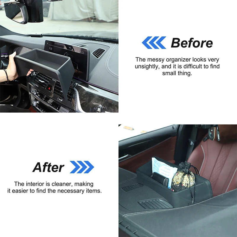 BMW 5 6シリーズ GT G30 G32 2021-2023 車用 ダッシュボード ナビゲーションスクリーン リア収納ボックス オーガナイザー トレイ インテリアアクセサリー