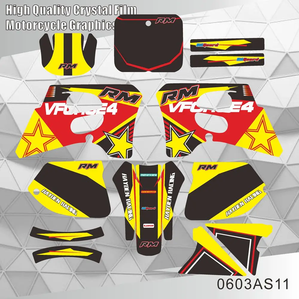 Full Graphics Decals Stickers Motorcycle Background Custom Number Name For SUZUKI RM125 RM250 RM 125 250 1993 1994 1995