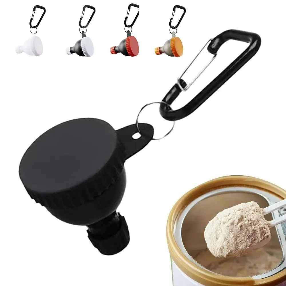 15g/50ml Protein Powder Bottle with Carabiner Reinforced Cap Medicine Box Health Funnel Leak Proof Protein Powder Container