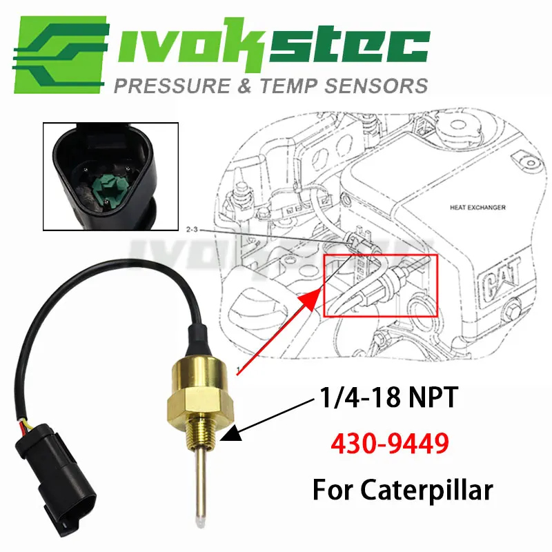 Water Temp Sensor For Caterpillar C15 C18 C9 2016 Engine 3512E 3126 G3304 Trucks AD30 740C R1700 963C 793C Tractor D5N 430-9449