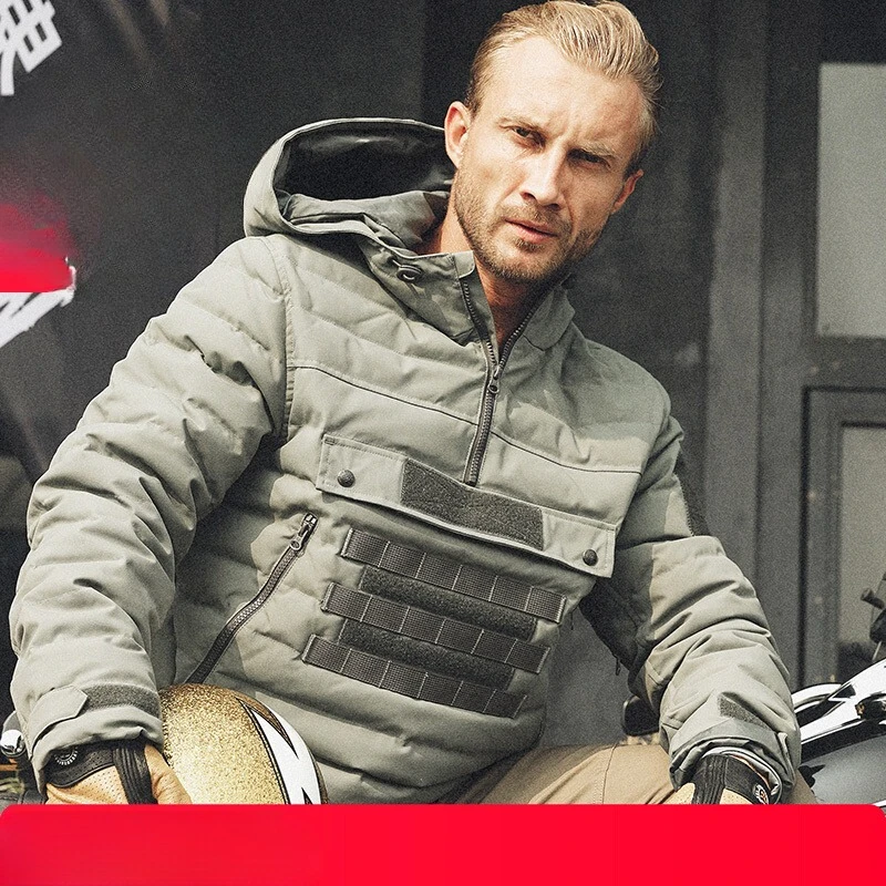 Outdoor locomotive clothing winter tactical cotton clothing windproof jacket 500D nylon waterproof and oil-proof down filling