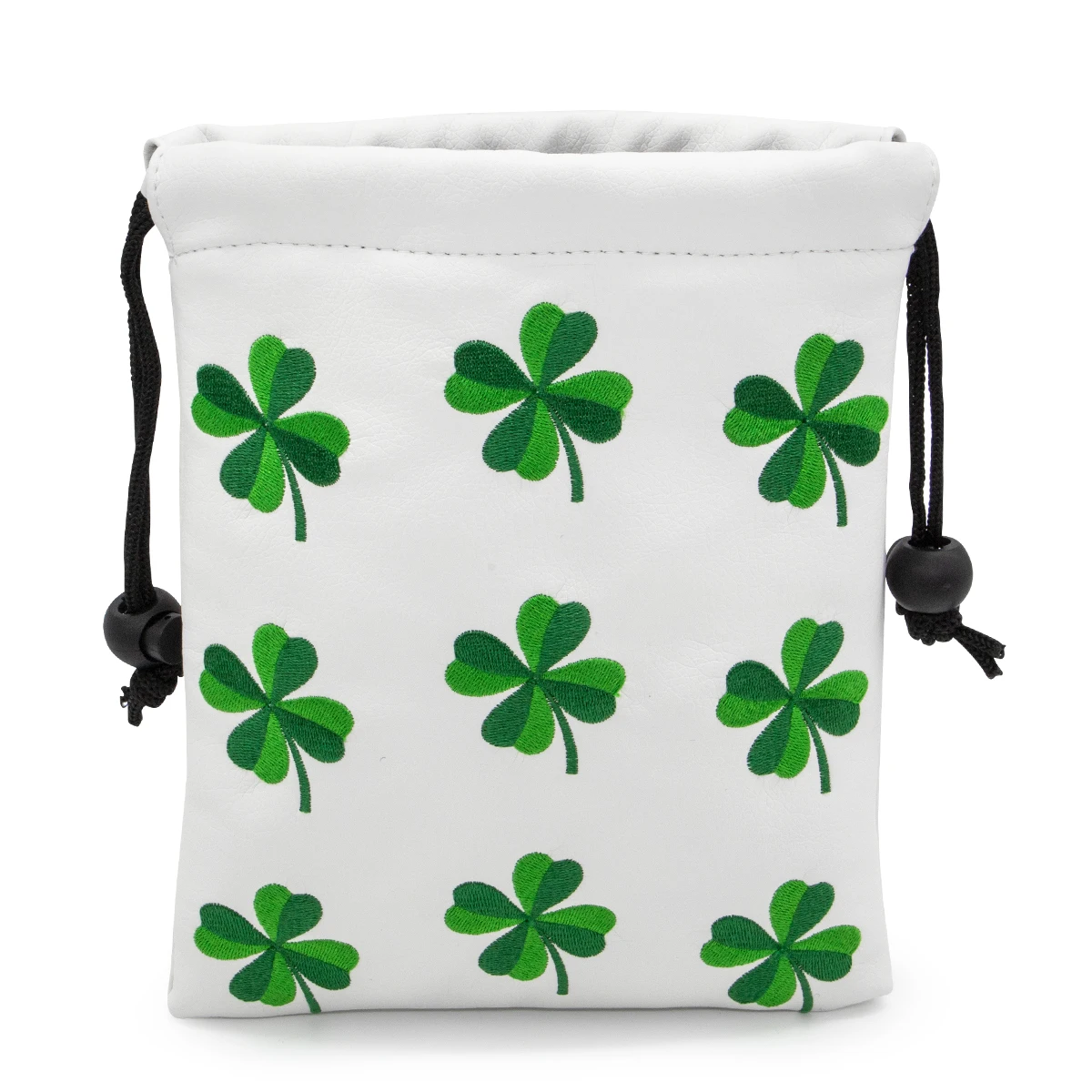 Golf Valuables Pouch, Golf Accessories Bag with Leather, Tee Ball Pouch with Drawstring Closure, Lucky Clover Gilmore Biride