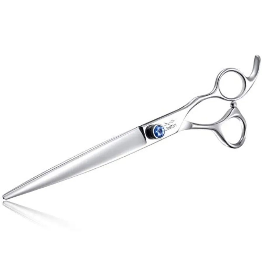 

8" Dog Grooming Scissors Long Pets Grooming Shears Premium Cats Trimming Kit with Offset Handle and a Jewelled Screw Sharp Comf