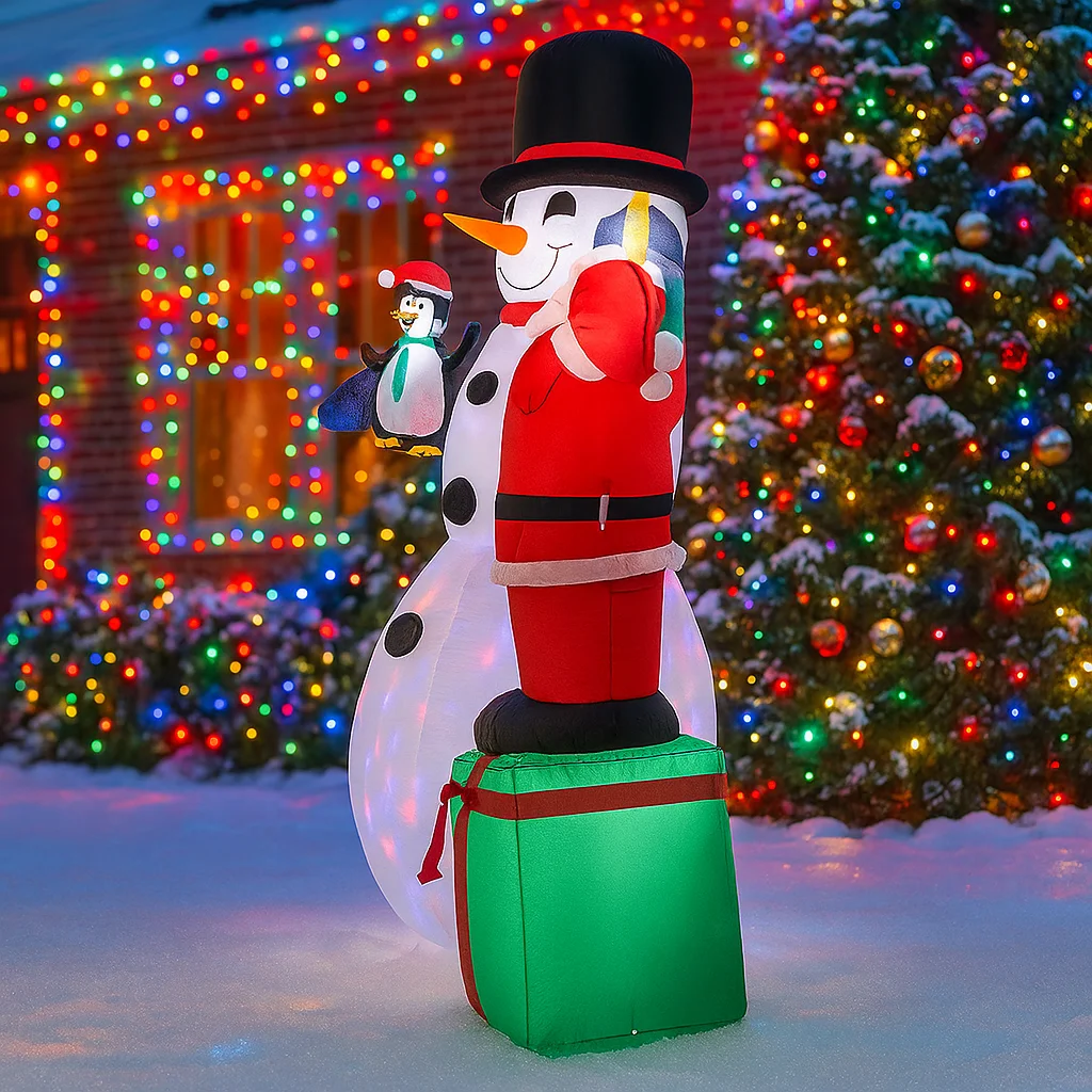 2.4 متر/7.8FT نفخ سانتا كلوز ثلج مع البطريق LED أضواء ديكورات المنزل اللعب ساحة عيد الميلاد الحلي لوازم الديكور