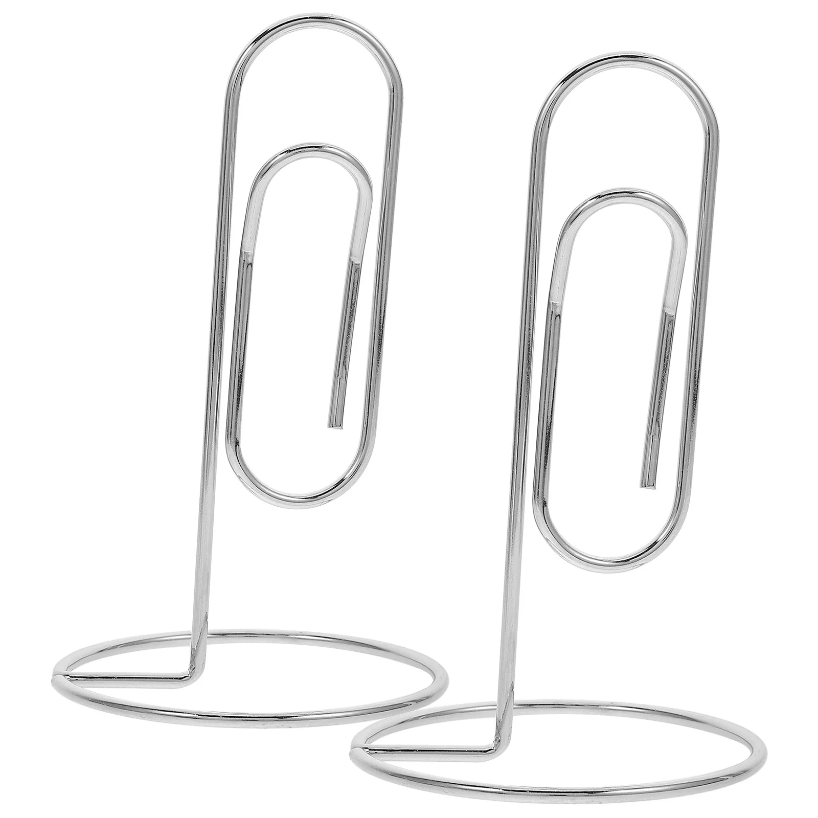 

2 Pcs Paper Clip Note Holder Card Picture Photo Folder Stand Iron Place Holders for Table