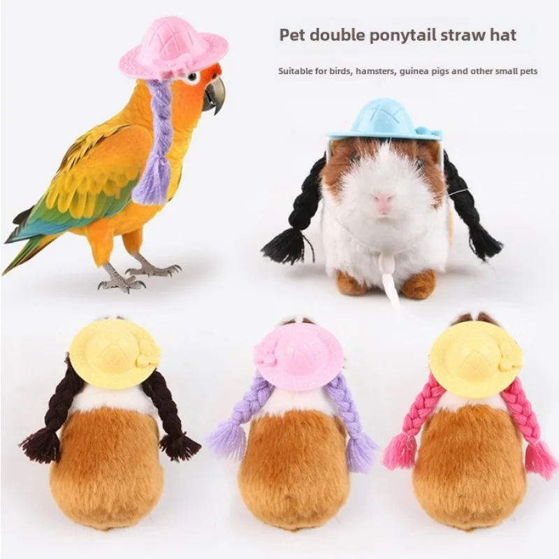 Guinea Pig Hamster Hat Braids Parrot Pet Small Hat Accessories Mini Little Guinea Bird Doll Accessories Pet Party Costume Hat