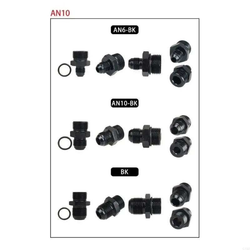6AN to 10AN ORB Male O-rings Bosses Adapter Fitting Aluminum Black ORB Male Connector