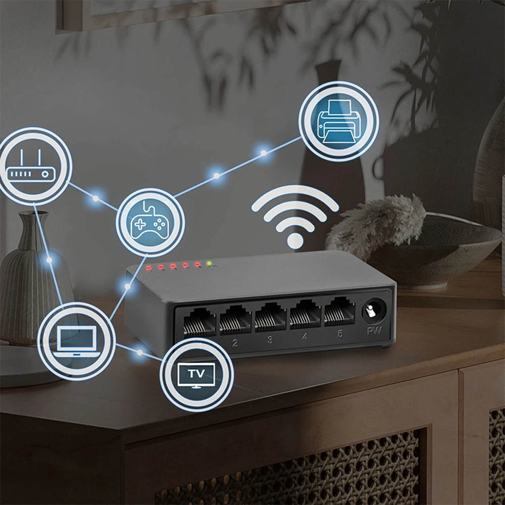 شبكة إيثرنت صغيرة ، 5 إلى 8 منافذ ، مفتاح mbps ، أداء عالي ، rj45 hub ، ذكي ، حاقن إنترنت