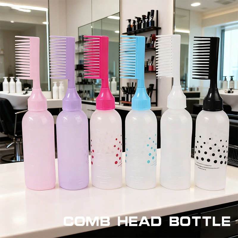 Scalp Potion Oil Applicator Bottle Comb Hairdressing Shampoo Bottle Hair Dye Refillable Hair Coloring Hairdressing Styling Tools