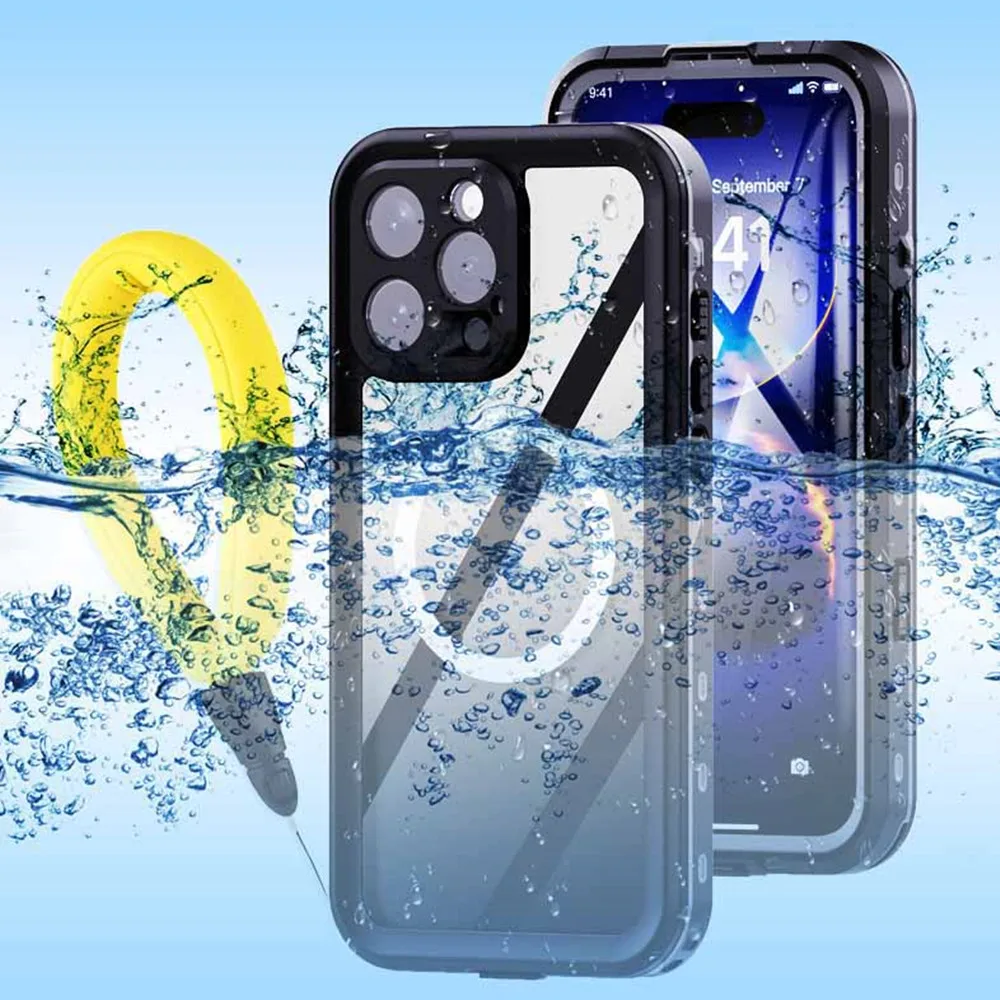 

Водонепроницаемый чехол для iPhone 17 16 Pro Max для iPhone 16e 16 15 14 13 Pro Max Plus, летний чехол для дайвинга и плавания с MagSafe