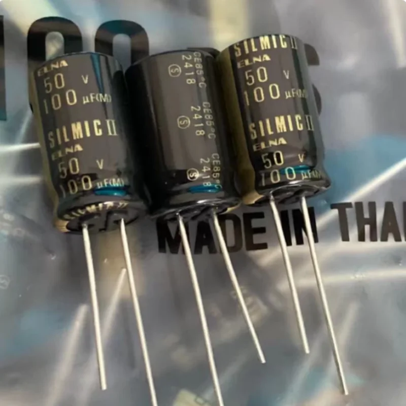 10PCS-100PCS  100UF 50V Japanese Ina ELNA capacitor 50V100UF SILMIC II copper pin RFS Brown God
