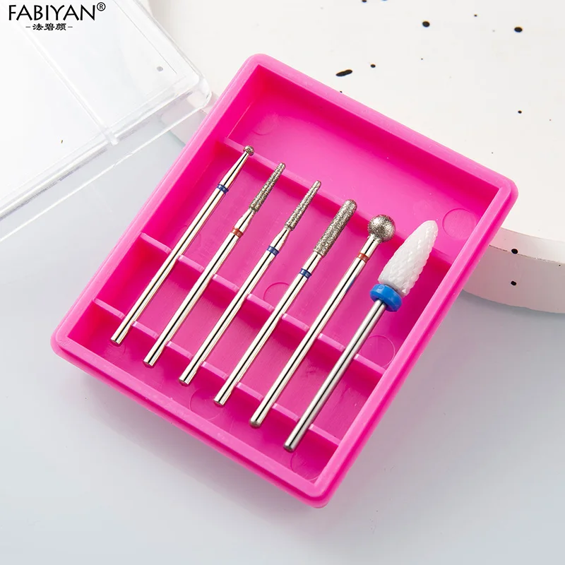 6 unids/set fresa para manicura piedra de cuarzo cerámica diamante arena brocas para uñas accesorios y herramientas para máquina pulidora