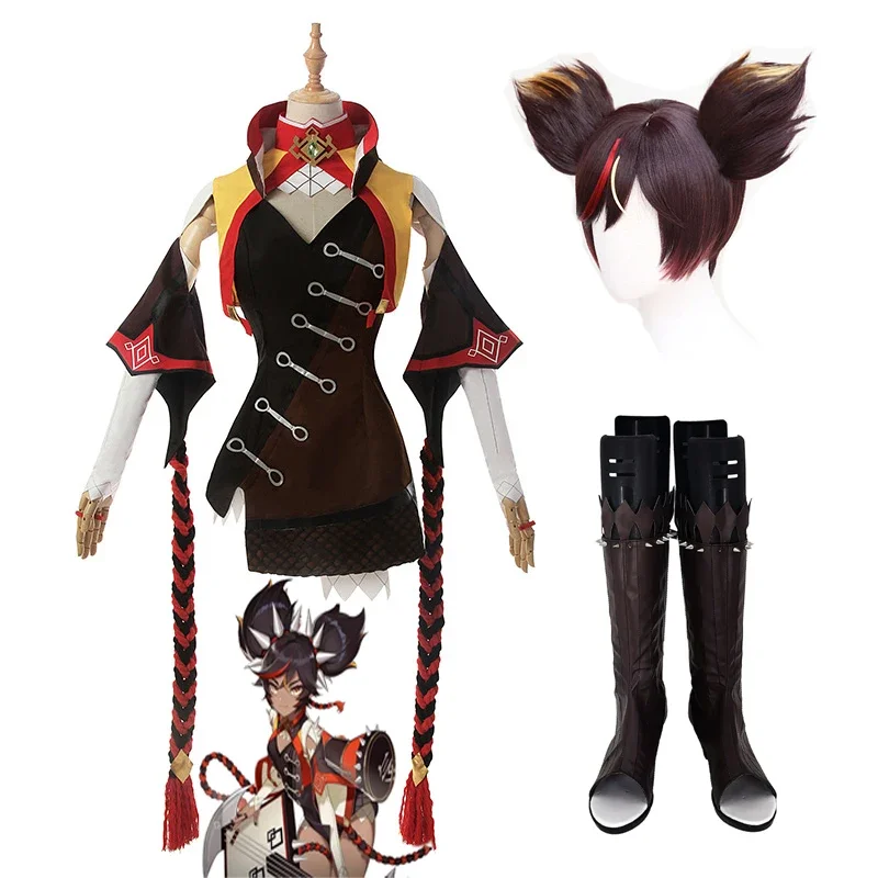 

Game Genshin Impact Cosplay XINYAN Cosplay Costume Game Genshin Impact Costume for Women Halloween wig Shoes Suit Sexy Outfit