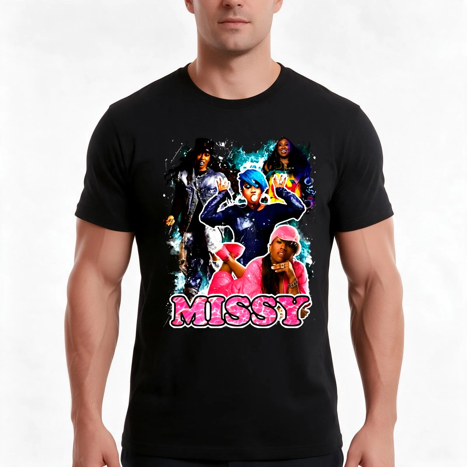 Vintage Inspired Missy Elliott Hip Hop Rap Tee T-Shirt Summer Casual Cotton Tee, Unisex Men Women