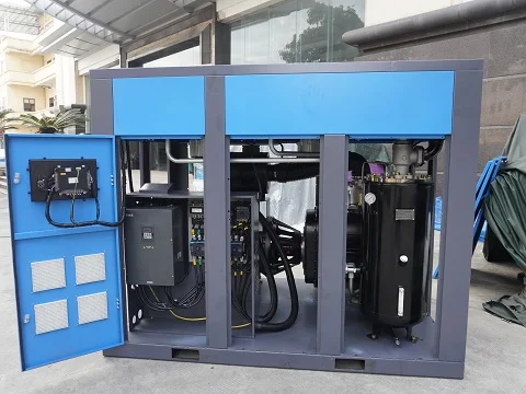 Factory Price Two 2 Stages 75kw-132kw 7bar 8bar 10bar 13bar Double Stage Pm VSD Industrial Screw Air Compressor
