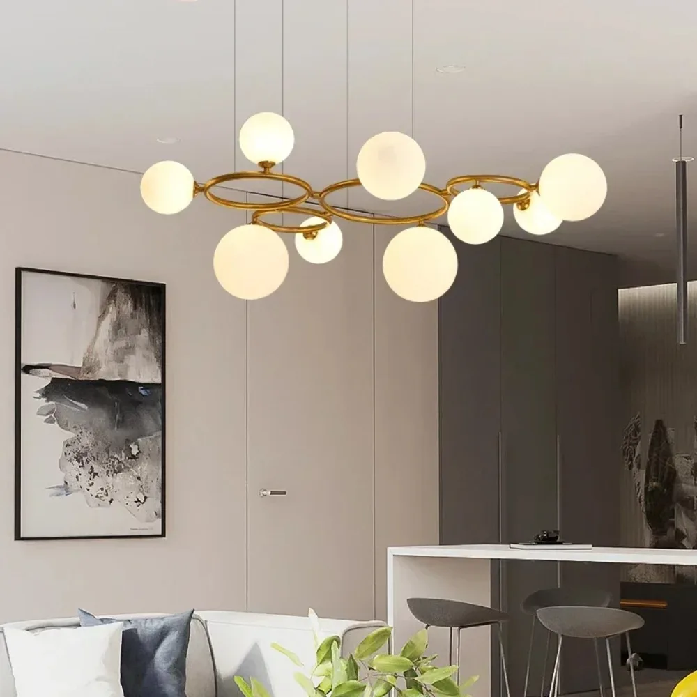 Pendant Light Nordic Chandelier Glass Bubbles Round G9 Light Fixture  Living Room Smoke Grey Glass Pendant Light