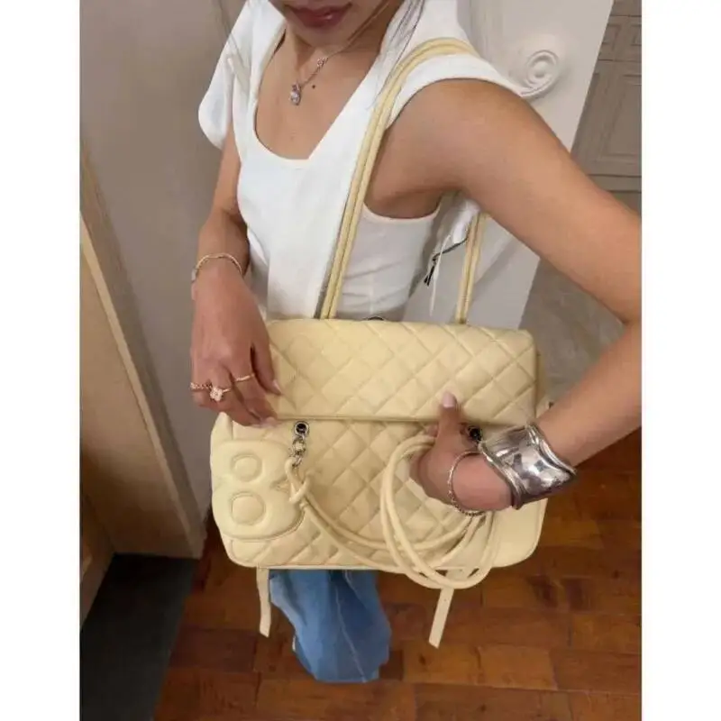 

Bloom High Street Yellow Large Capacity Handbag Purse Hot Girls Leather Soft Casual Shoulder Bags Ladies Travel Y2k Mochila