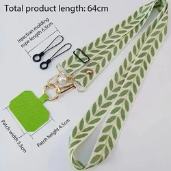 Adjustable Long Mobile Phone Lanyard Crossbody Card Neck Cord Clip Hang Lanyard Pearl Hanging Ornaments Charm Anti-lost Lanyard