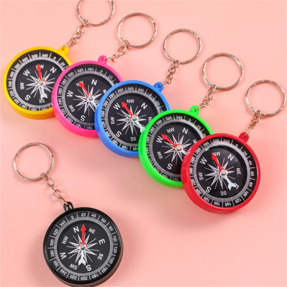 1PC Mini Outdoor Compass Keychain Student Puzzle Learning Supplies Science Teaching Compass Key Chains Kids Gift Travel Key Ring