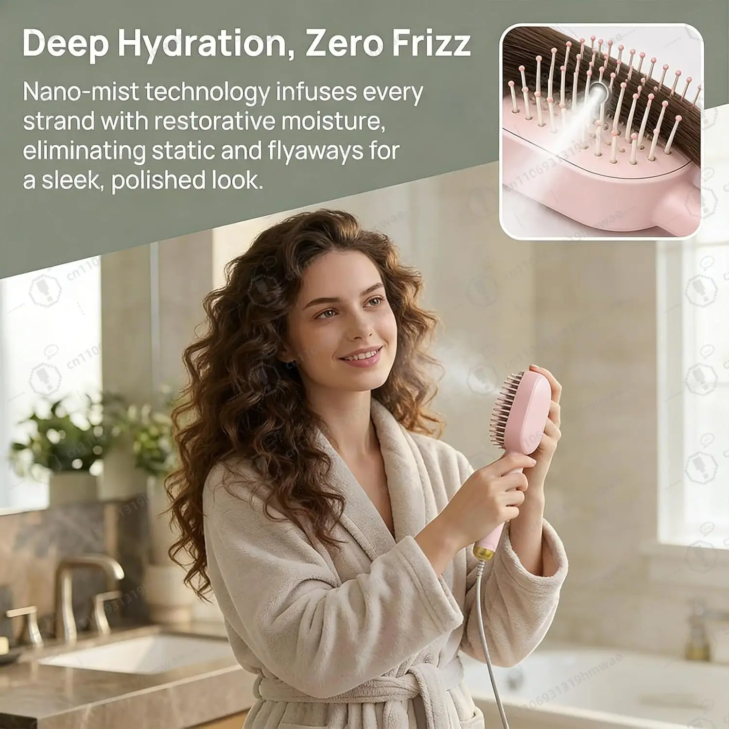2026 New Electric Steam Brush,Rechargeable Hair Straightener Brush with Detangling Comb,Portable Cordless Hair Tool