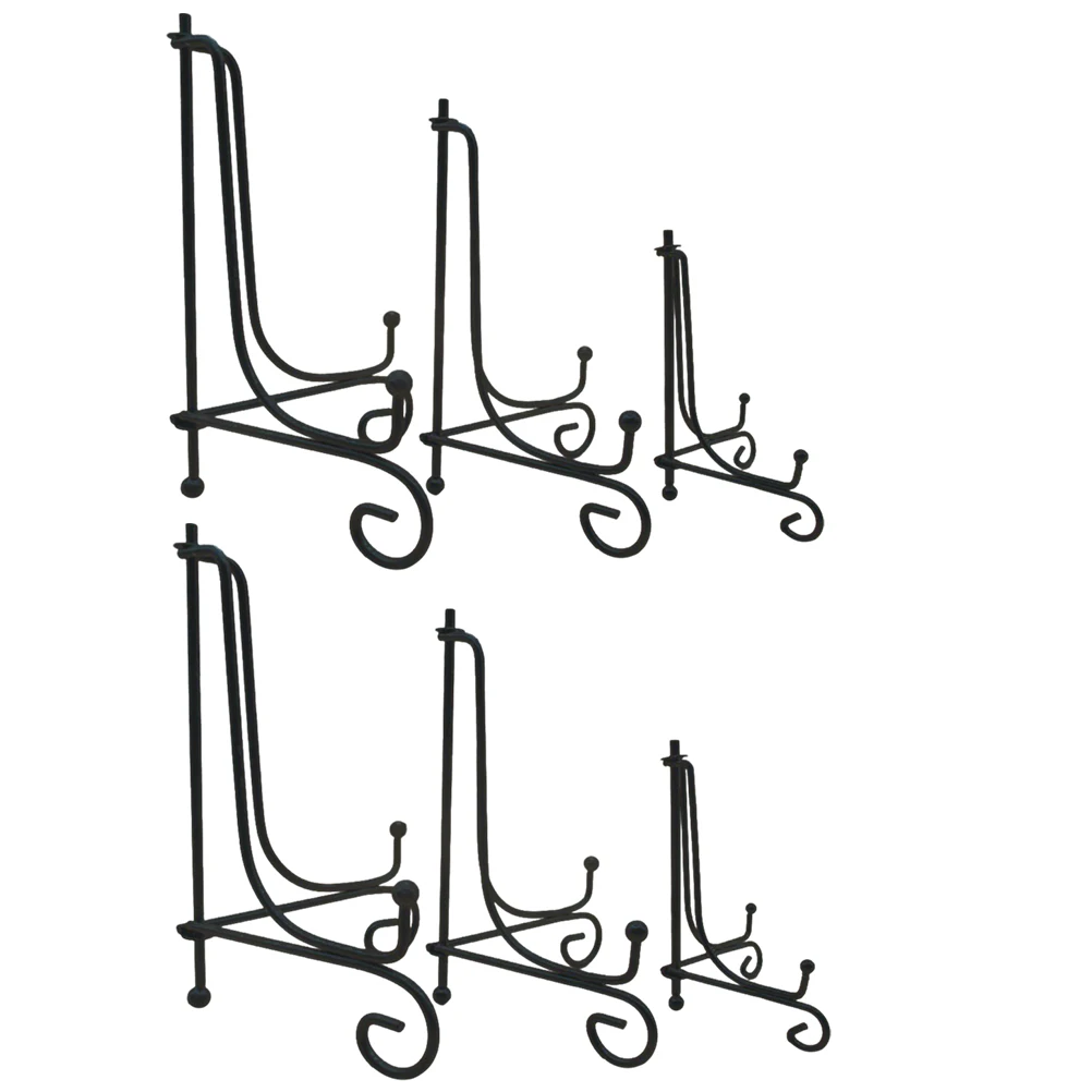 

Multifunctional Iron Display Stand for Plates Dishes Artworks Black Home Office Wedding Decor Rack Organizer Lightweight Simple