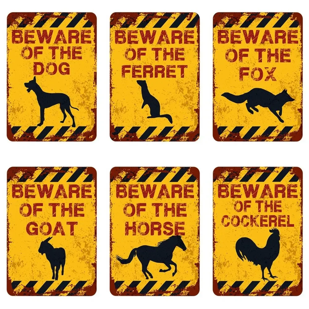 BEWARE OF THE Ferret Vintage Metal Sign, Yard, Zoo, Farm Animal Decor, Elephant, Fox, Dog, Horse Wall Art Poster, 20x30cm