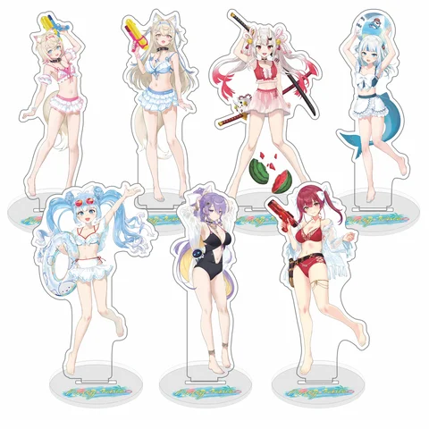 파티 타임 홀로라이브 Vtuber 애니메이션 피규어 수영복, 코스프레 아크릴 스탠드 모델, 모코코 코보 아야메 책상 장식, 스탠딩 사인 선물