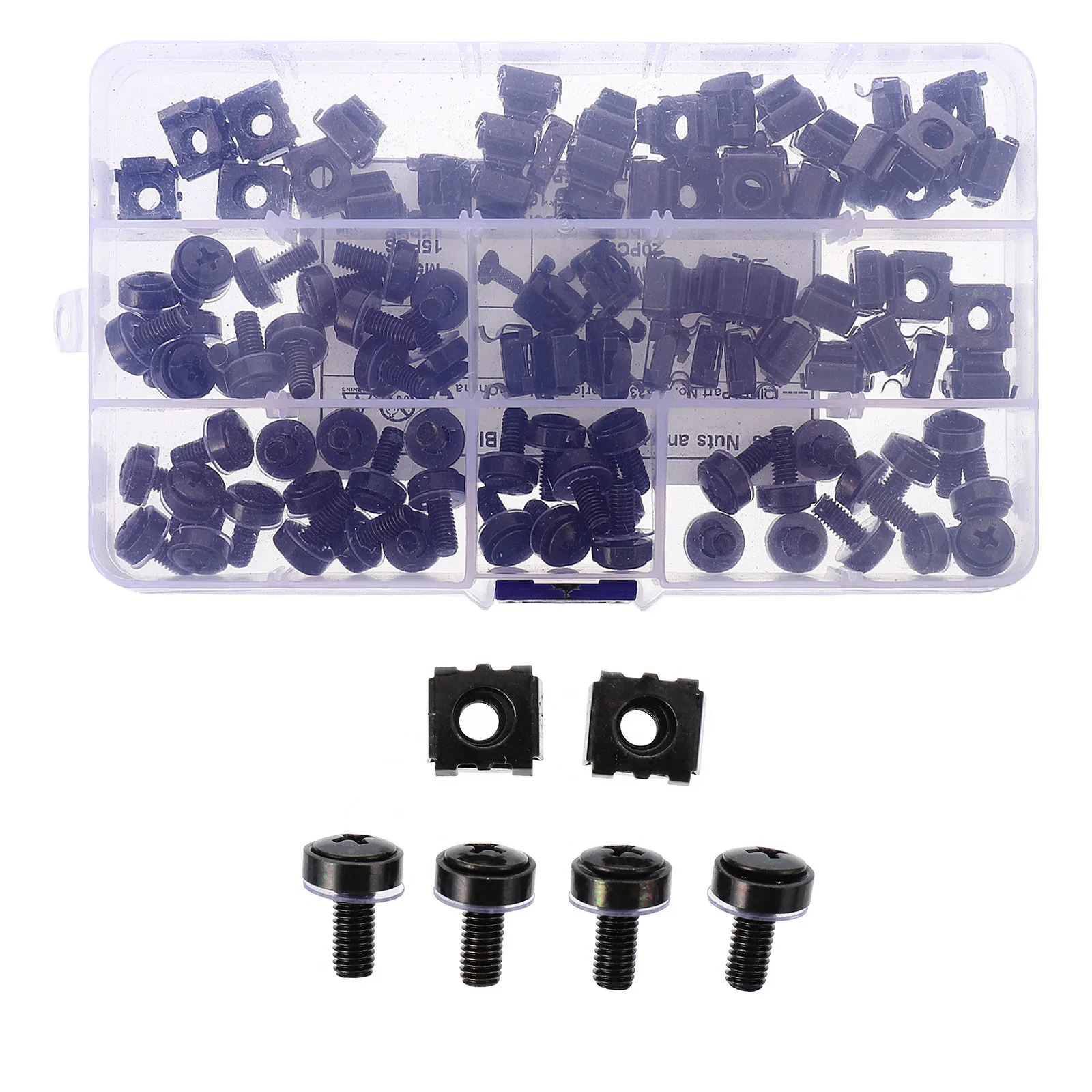 50Pcs Floating Cage Nut Carbon Steel Square Lock Insert Nuts Screws Compatible Server Rack Mounting High Strength Corrosion
