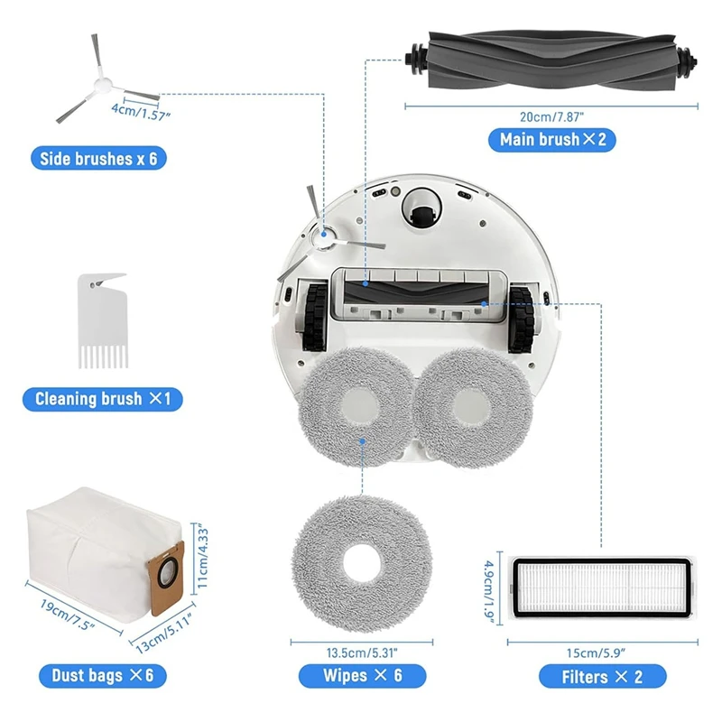 Accessory Set For Dreame L10 Ultra /L10S Ultra Robot Vacuum Cleaner,Accessories With Main Brushes,HEPA Filters,Dust Bags