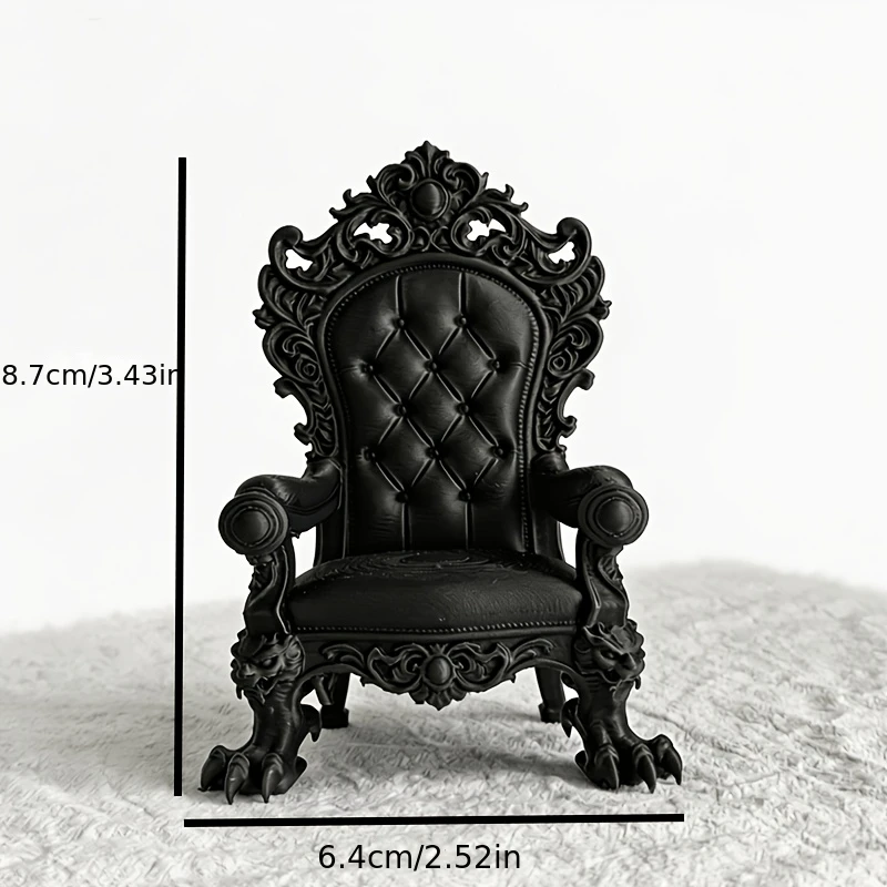 1-Piece Luxury Throne Model – Gothic Style – Dark Brown/Black with Gold Accents – Stable Base – Suitable for Desktop, Game Room, Office, Cinema Decoration – Medieval King/Queen Seat – Collectible Doll Display Stand – Home Decor Highlight Item - view 6