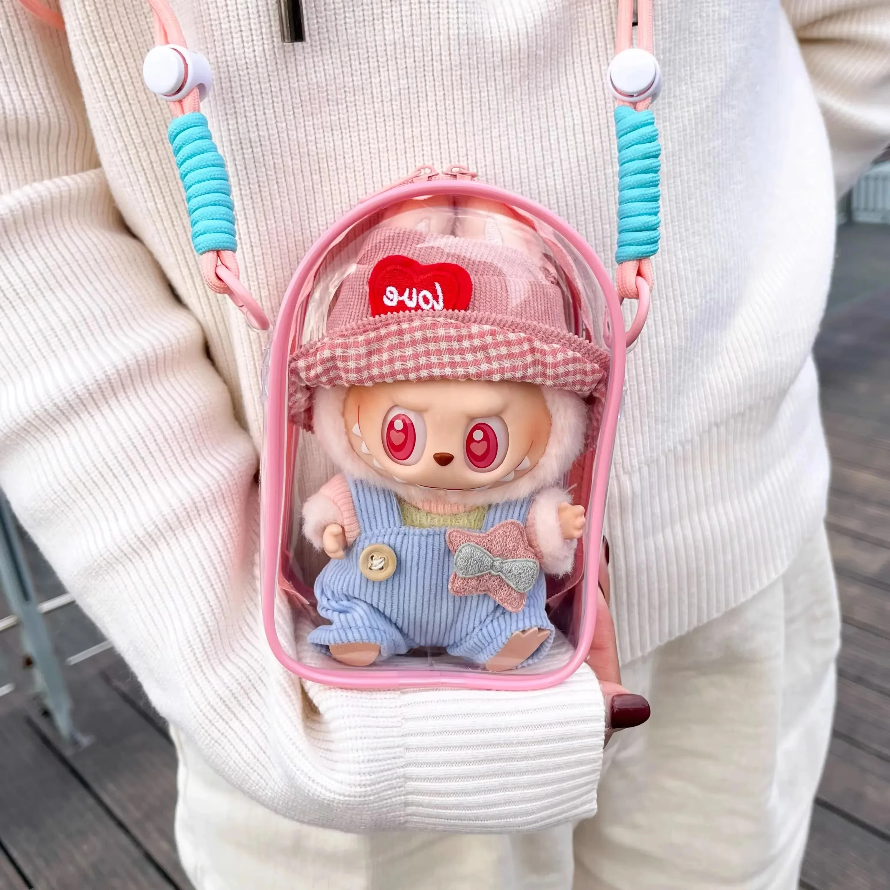 Labubu الغطاء الواقي Labubu يجلس حفلة 17 متر القطن دمية آلام الكتف حقيبة التخزين حقيبة Labubu حقيبة مشي الغبار #6