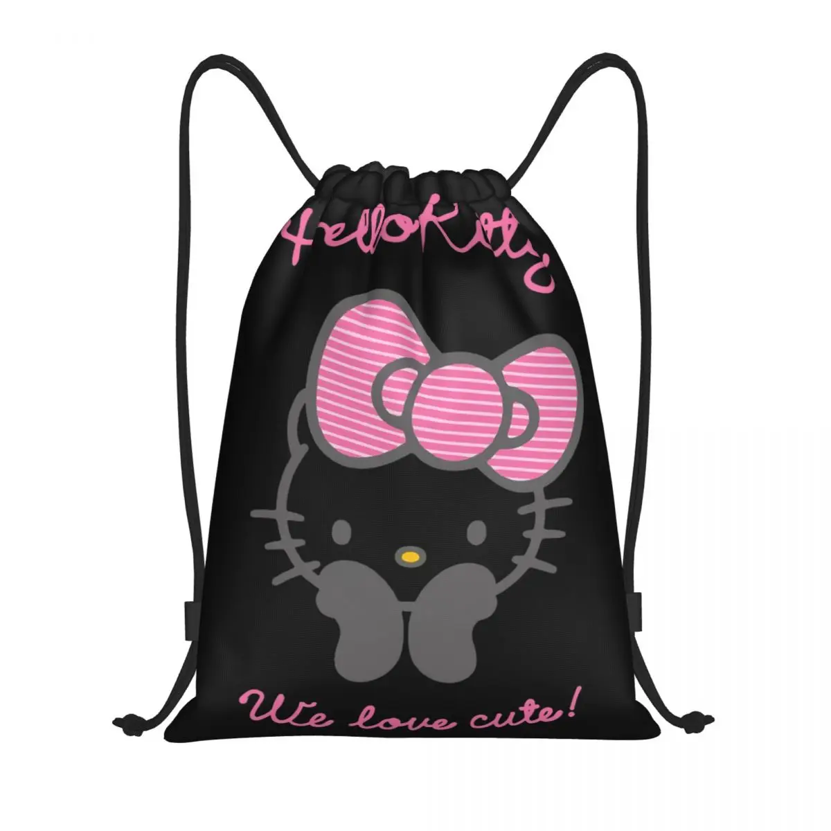 

Custom Anime Hello Kitty Cat Drawstring Bag Men Women Lightweight Cartoon Kitten Sports Gym Storage Backpack