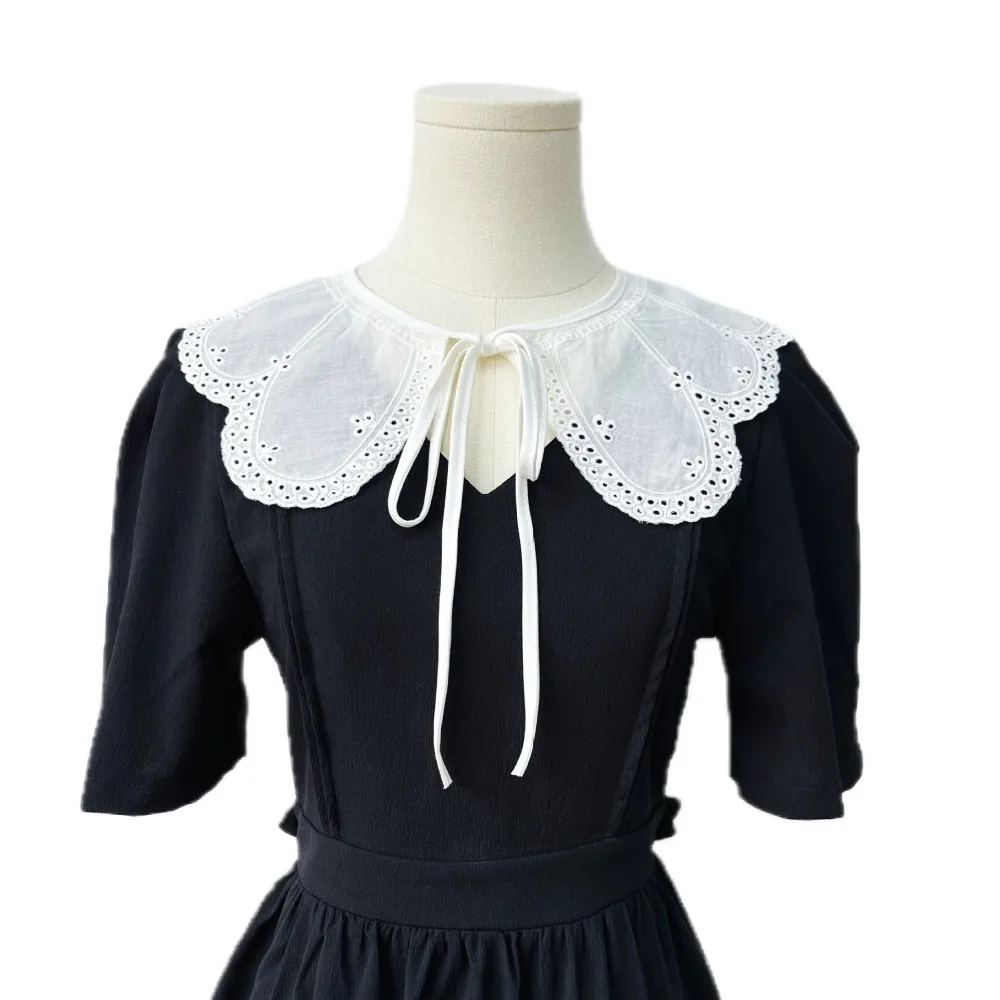 

Fashion Collar Insignia Women's Lace Collar Organza Embroidery Lace Up Shawl Detachable Shirt White Fake Collar