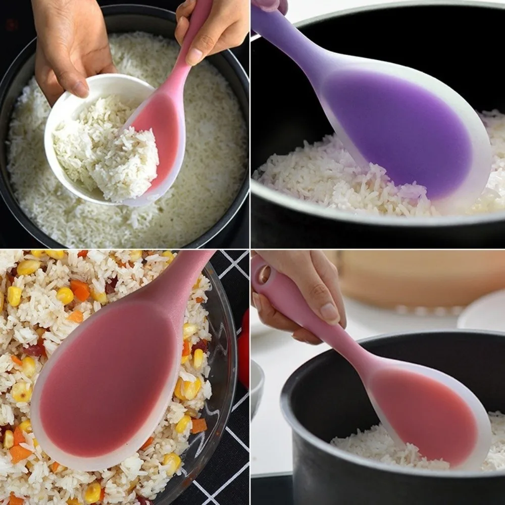 Non-Stick Silicone Rice Spoons Heat Resistant Food Grade Rice Paddle Pot-Safe Kitchen Utensils Mashed Potato Turner