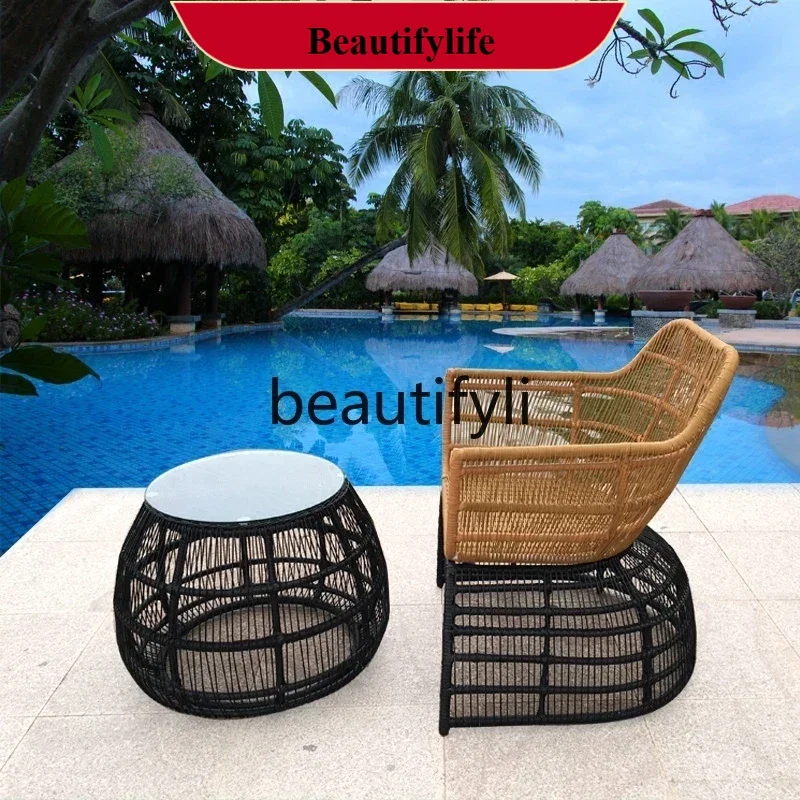 Rattan sofa casual simple different open-air garden courtyard outdoor sofa rattan sofa  H