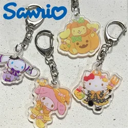 Sanrio HelloKitty  Keychain  Action Anime Figures Kuromi Acrylic Cartoon  Small Pendant Keychain Schoolbag Accesorios Halloween