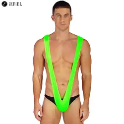 Men Sexy Deep V Neck Sling Shot One-Piece Swimsuit Sport Bathing Suit Mankini Swimwear for Pool Party Beach Vacation Hot Spring