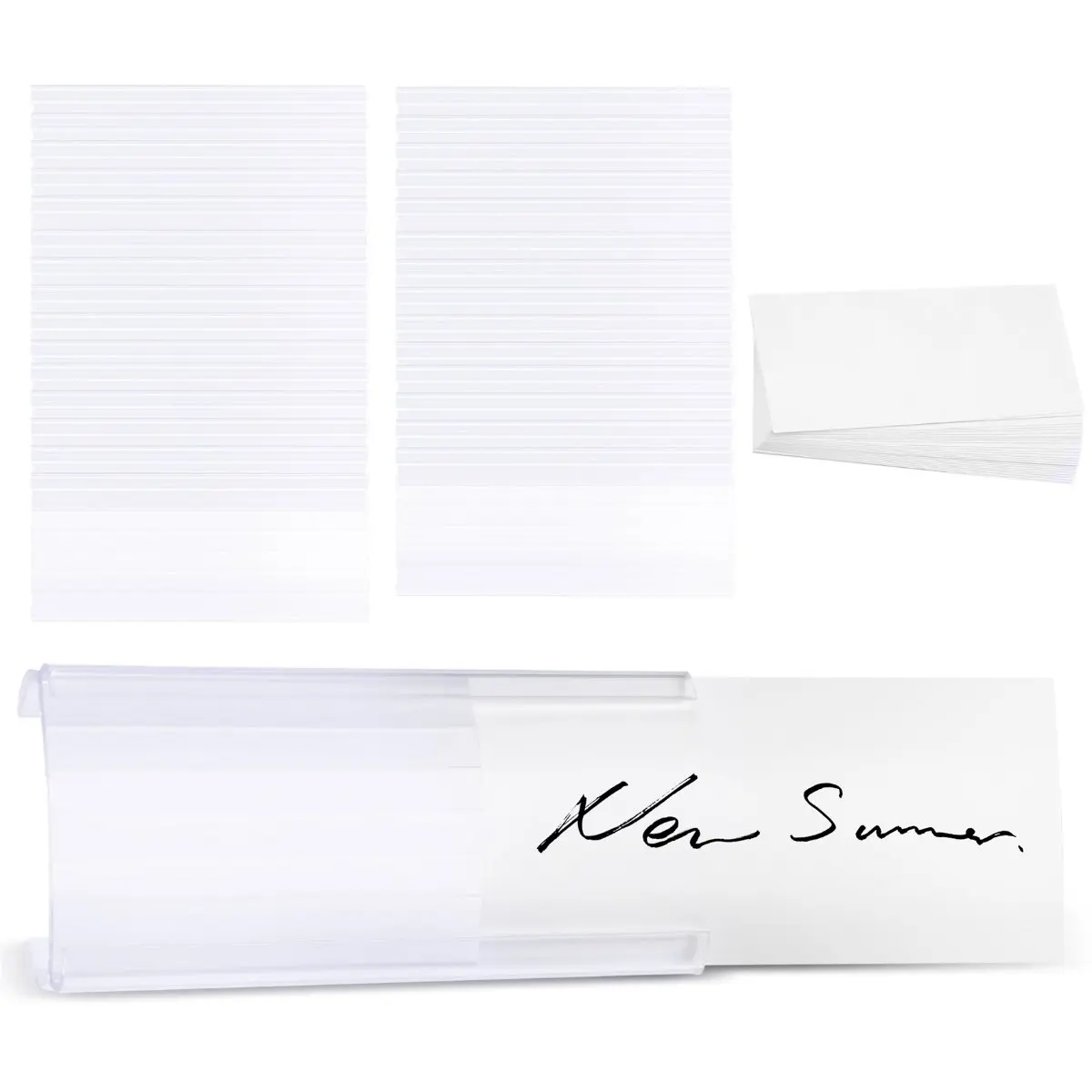 A60P Wire Shelf Label Holders, 30 Pack Plastic Wire Shelf Label Clips with Label Paper Removable Wire Rack Label Holder