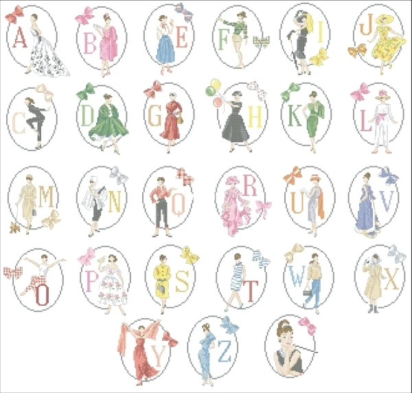 

Оригинальный продукт, наборы для вышивки крестом из длинноволокнистого хлопка в Египте LBP - Парижский женский алфавит 69-66, набор для вышивки крестом