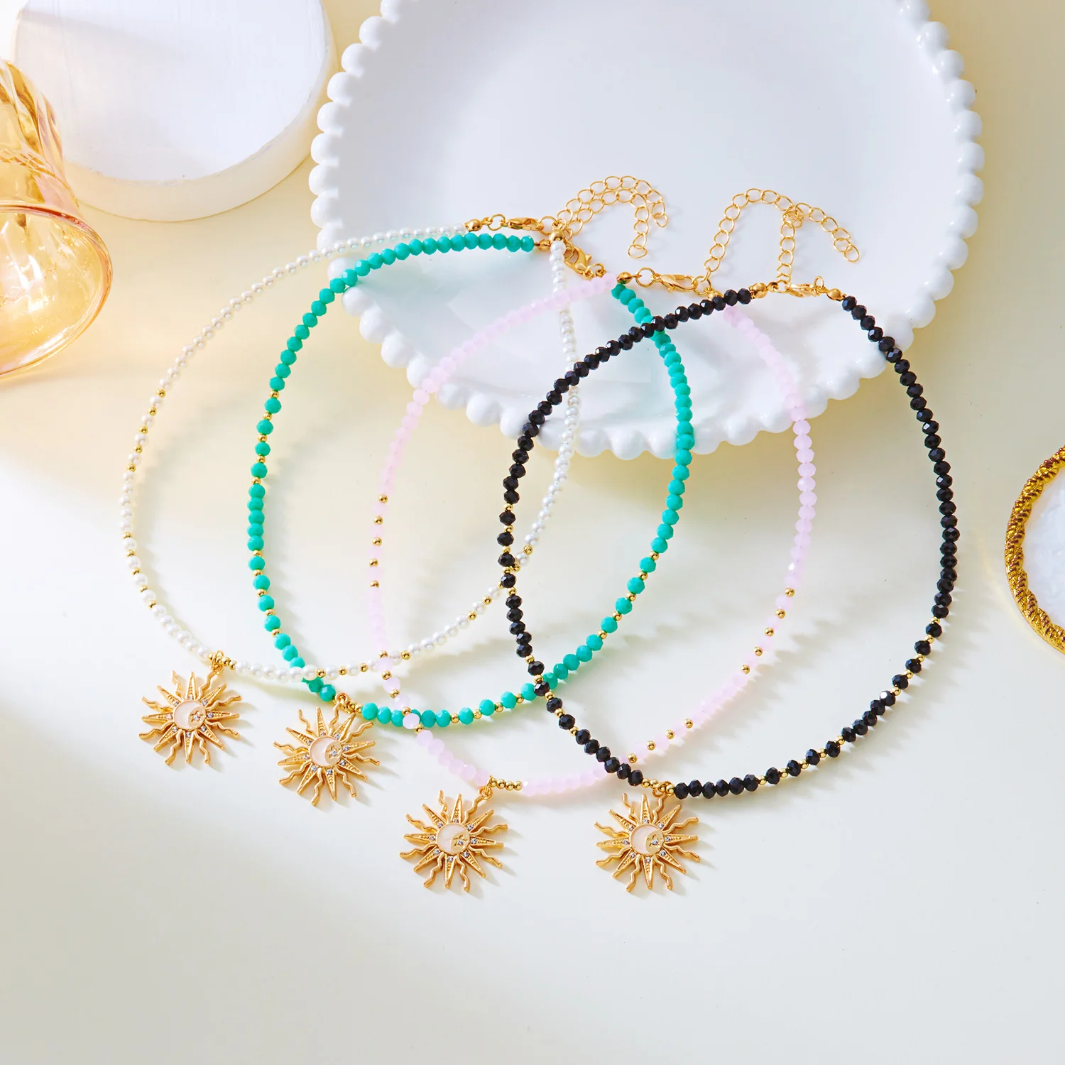 Mode Metall Sun Star Anhänger Halsketten für Frauen Böhmischen Bunte Perlen Kette Halsketten Handgemachte Exquisite Schmuck Geschenke – Detail 2