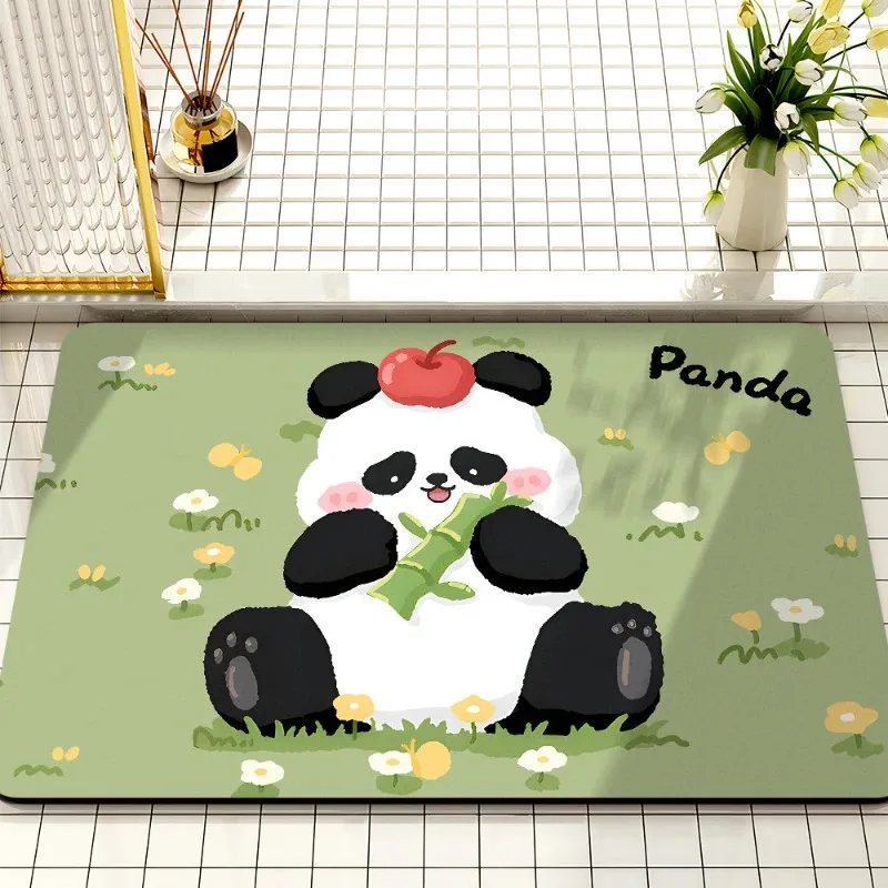 Cartoon Panda Grass Pattern Door Front Mat Decoration Home Bathroom Floor Mat